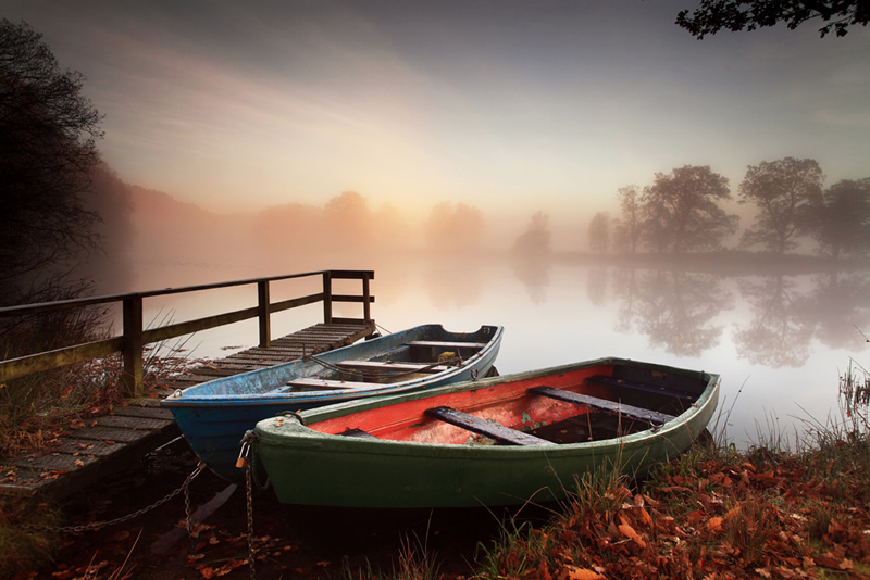 Fishing Boats and Mistbow - Perthshire Scotland